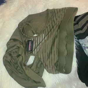 New Cute Booty Cropped Olive Green Hoodie